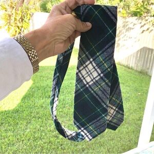 Pendleton Vintage 100% Virgin Wool Men’s Tartan Plaid Neck Tie, Blue Green White